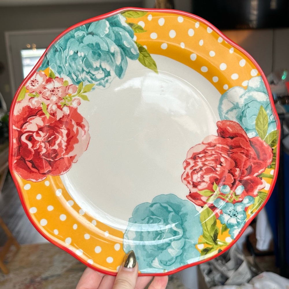 Floral Polka Dot Dinner Plate